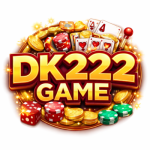 DK22 Game casino style golden logo with chips and cards.