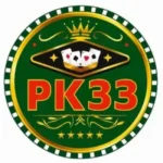 PK33 Game green circular logo with crown and playing cards