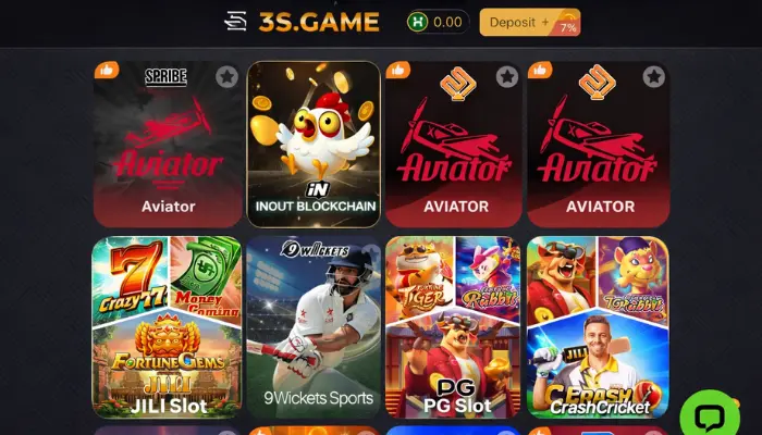 Online casino game lobby showing multiple colorful slot and sports game icons.
